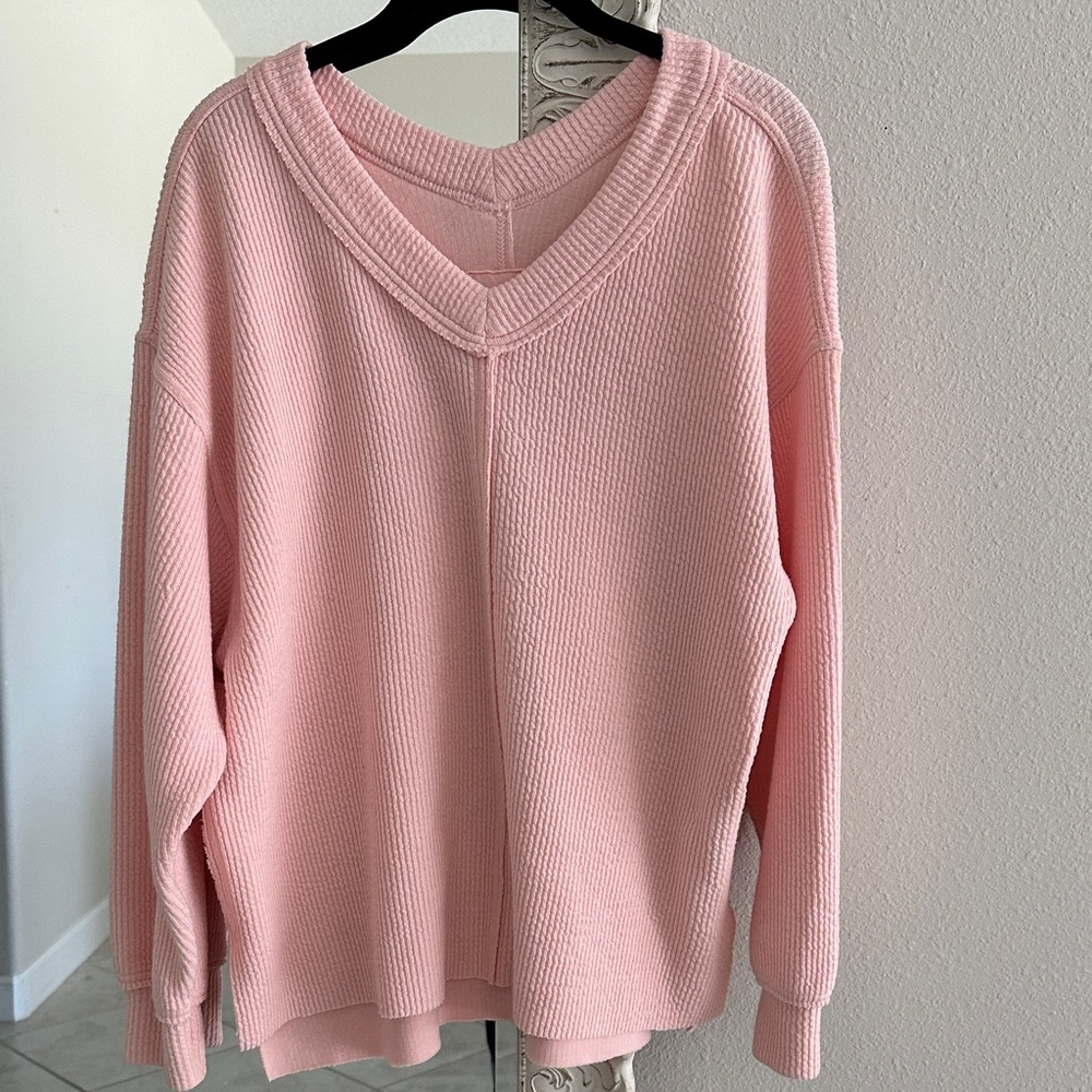 Aerie Soft Pink V-Neck Sweatshirt
